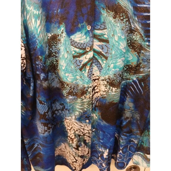 Women's Wrangler Western Multicolored Metallic Pearl Snap Stretchy Blouse XXL - Picture 2 of 7